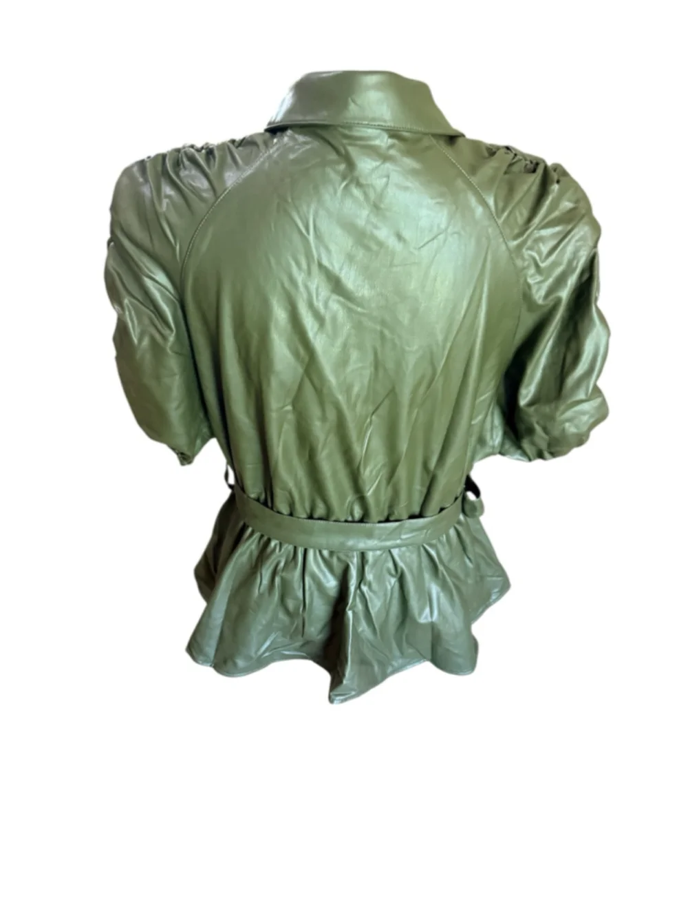 Scoop Women's Faux Leather Belted Peplum Top Women’s Size L (12/14) NWT - Picture 6 of 9